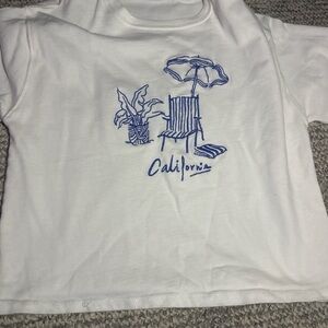 Zara  White and Blue California Tee